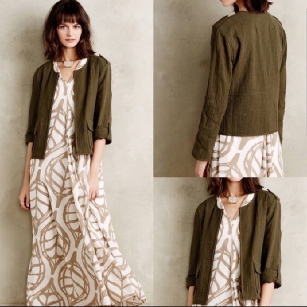 Anthropologie Sanctuary Olive Green Cropped Jacket